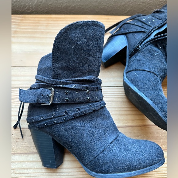 Cute black suede booties. Used but good condition. - Picture 4 of 4